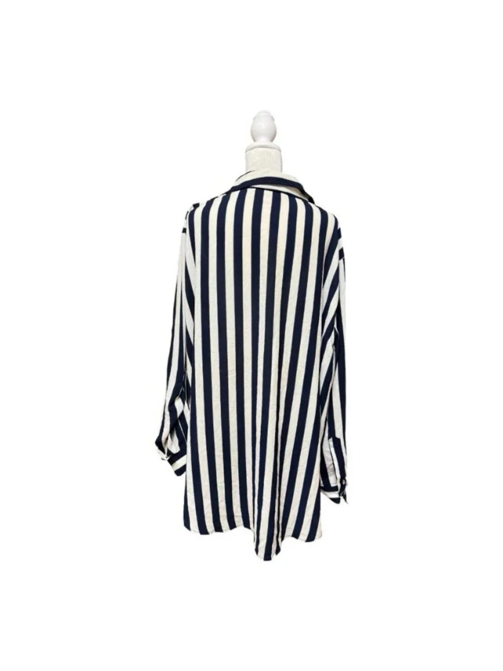 Michael Michael Kors 3X Navy White Striped Button Front Blouse Nautical